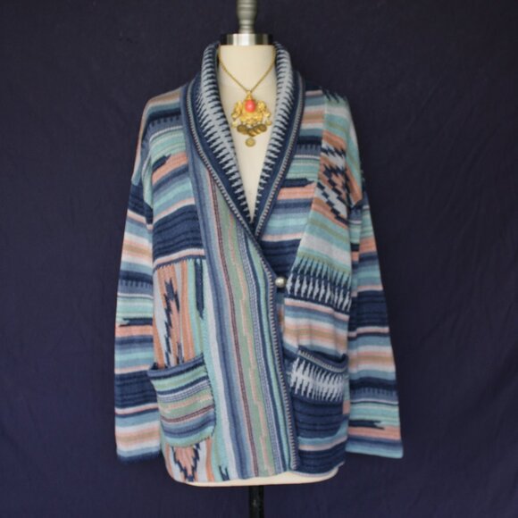 RALPH LAUREN POLO wrap serape blanket Aztec southwestern Cardigan Sweater RRL M - Picture 4 of 10